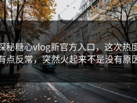 探秘糖心vlog新官方入口，这次热度有点反常，突然火起来不是没有原因