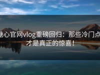 糖心官网vlog重磅回归：那些冷门点，才是真正的惊喜！
