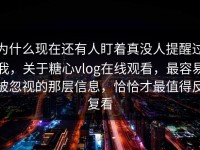 为什么现在还有人盯着真没人提醒过我，关于糖心vlog在线观看，最容易被忽视的那层信息，恰恰才最值得反复看