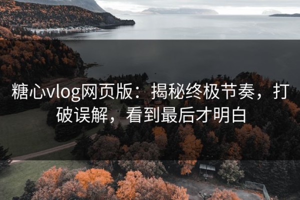 糖心vlog网页版：揭秘终极节奏，打破误解，看到最后才明白