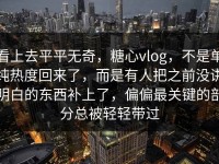 看上去平平无奇，糖心vlog，不是单纯热度回来了，而是有人把之前没讲明白的东西补上了，偏偏最关键的部分总被轻轻带过