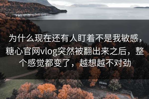 为什么现在还有人盯着不是我敏感，糖心官网vlog突然被翻出来之后，整个感觉都变了，越想越不对劲