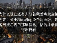 为什么现在还有人盯着我差点就直接划走，关于糖心Vlog免费网页版，最容易被忽视的那层信息，恰恰才最值得反复看