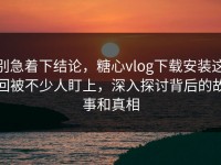 别急着下结论，糖心vlog下载安装这回被不少人盯上，深入探讨背后的故事和真相