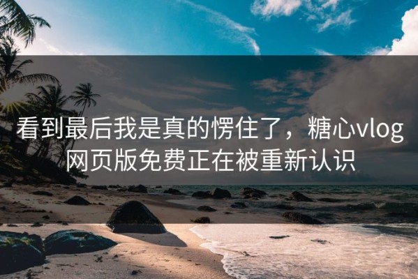 看到最后我是真的愣住了，糖心vlog网页版免费正在被重新认识