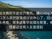 这次真的不是空穴来风，糖心vlog入口怎么突然就变成讨论中心了，回过头再看，很多迹象早就摆在那里，难怪最近总有人反复提起