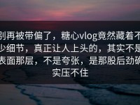 别再被带偏了，糖心vlog竟然藏着不少细节，真正让人上头的，其实不是表面那层，不是夸张，是那股后劲确实压不住