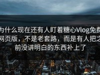 为什么现在还有人盯着糖心Vlog免费网页版，不是老套路，而是有人把之前没讲明白的东西补上了