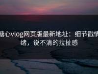 糖心vlog网页版最新地址：细节戳情绪，说不清的拉扯感