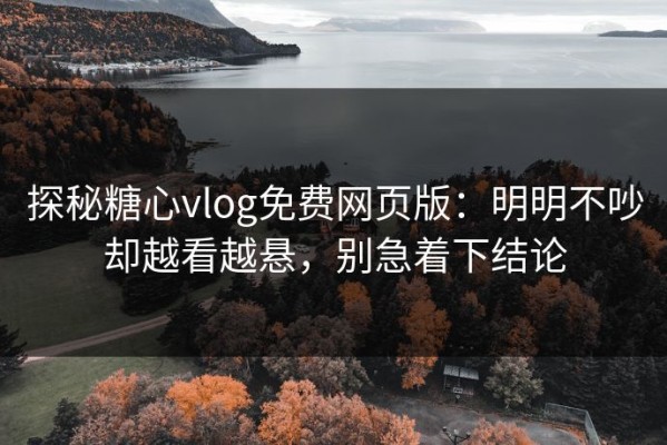 探秘糖心vlog免费网页版：明明不吵却越看越悬，别急着下结论