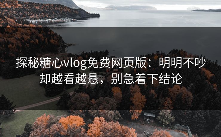 探秘糖心vlog免费网页版：明明不吵却越看越悬，别急着下结论