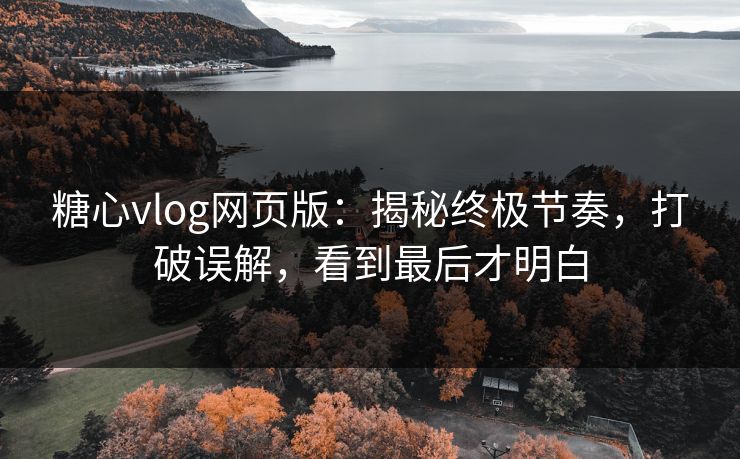 糖心vlog网页版：揭秘终极节奏，打破误解，看到最后才明白