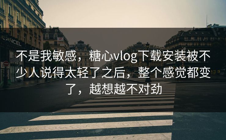 不是我敏感，糖心vlog下载安装被不少人说得太轻了之后，整个感觉都变了，越想越不对劲