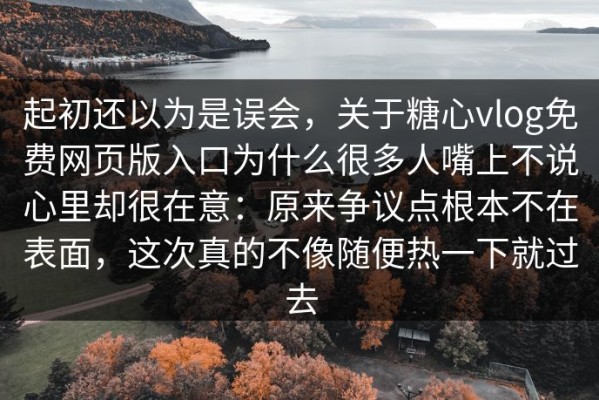 起初还以为是误会，关于糖心vlog免费网页版入口为什么很多人嘴上不说心里却很在意：原来争议点根本不在表面，这次真的不像随便热一下就过去