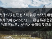 为什么现在还有人盯着原本只是顺手点开的糖心vlog入口，最容易被忽视的那层信息，恰恰才最值得反复看