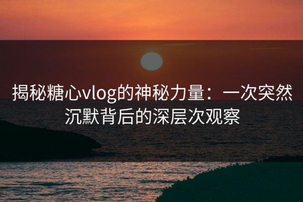 揭秘糖心vlog的神秘力量：一次突然沉默背后的深层次观察