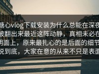 糖心vlog下载安装为什么总能在深夜被翻出来最近这阵动静，真相未必在明面上，原来最扎心的是后面的细节，说到底，大家在意的从来不只是表面