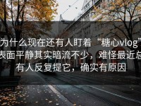 为什么现在还有人盯着“糖心vlog”表面平静其实暗流不少，难怪最近总有人反复提它，确实有原因