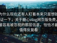为什么现在还有人盯着本来只是想验证一下，关于糖心vlog网页版免费，最容易被忽视的那层信息，恰恰才最值得反复看