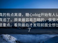 真的有点离谱，糖心vlog开始有人认真追了，原来最容易忽略的，偏偏才是重点，看到最后才发现前面全想岔了