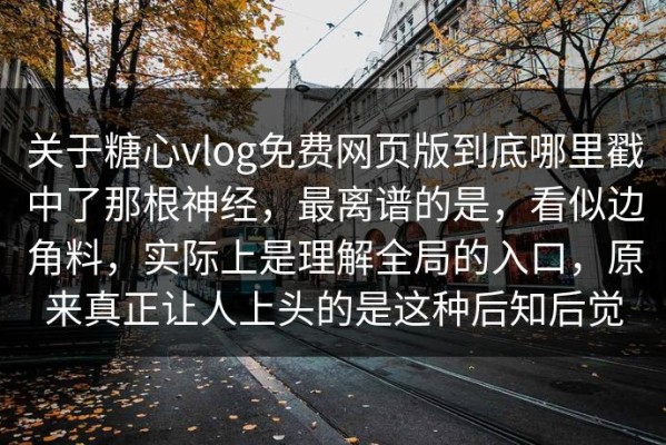 关于糖心vlog免费网页版到底哪里戳中了那根神经，最离谱的是，看似边角料，实际上是理解全局的入口，原来真正让人上头的是这种后知后觉