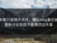 本来只是随手点开，糖心vlog最近被重新讨论到底不是偶然这件事