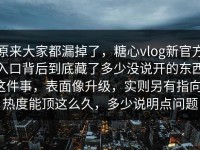 原来大家都漏掉了，糖心vlog新官方入口背后到底藏了多少没说开的东西这件事，表面像升级，实则另有指向，热度能顶这么久，多少说明点问题