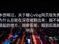 本想略过，关于糖心vlog网页版免费为什么总能在深夜被翻出来：越不被提起的地方，越像答案，越到后面越明白