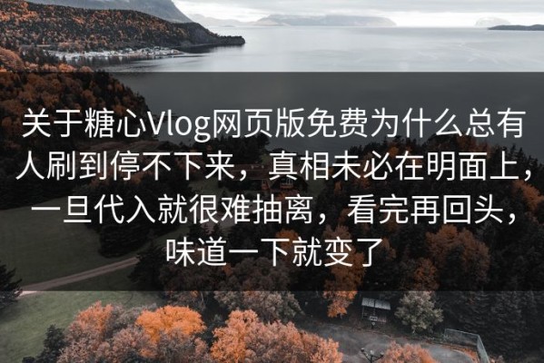 关于糖心Vlog网页版免费为什么总有人刷到停不下来，真相未必在明面上，一旦代入就很难抽离，看完再回头，味道一下就变了