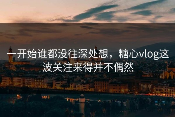 一开始谁都没往深处想，糖心vlog这波关注来得并不偶然