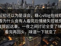 起初还以为是误会，糖心vlog在线观看为什么会有人看完后情绪失控被反复提起这事，一夜之间讨论全变了味，看完再回头，味道一下就变了