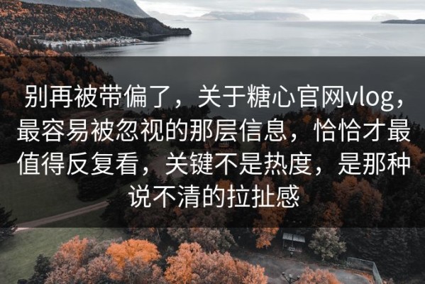 别再被带偏了，关于糖心官网vlog，最容易被忽视的那层信息，恰恰才最值得反复看，关键不是热度，是那种说不清的拉扯感
