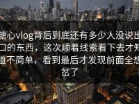 糖心vlog背后到底还有多少人没说出口的东西，这次顺着线索看下去才知道不简单，看到最后才发现前面全想岔了