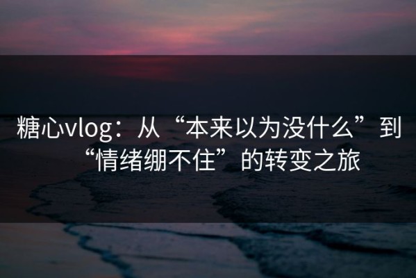 糖心vlog：从“本来以为没什么”到“情绪绷不住”的转变之旅