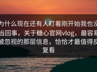 为什么现在还有人盯着刚开始我也没当回事，关于糖心官网vlog，最容易被忽视的那层信息，恰恰才最值得反复看