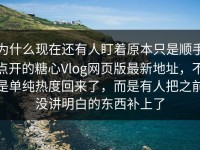 为什么现在还有人盯着原本只是顺手点开的糖心Vlog网页版最新地址，不是单纯热度回来了，而是有人把之前没讲明白的东西补上了