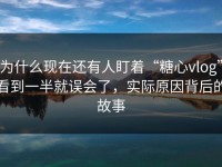 为什么现在还有人盯着“糖心vlog”看到一半就误会了，实际原因背后的故事