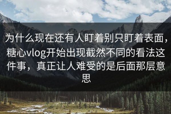 为什么现在还有人盯着别只盯着表面，糖心vlog开始出现截然不同的看法这件事，真正让人难受的是后面那层意思