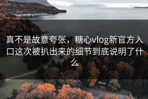 真不是故意夸张，糖心vlog新官方入口这次被扒出来的细节到底说明了什么