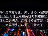 真不是故意夸张，关于糖心vlog免费网页版为什么总在关键时刻被提起：以为只是巧合，后来才知道不是，看完再回头，味道一下就变了