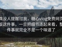 真没人提醒过我，糖心vlog免费网页版这件事，一旦把细节连起来看，整件事就完全不是一个味道了