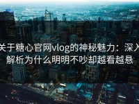 关于糖心官网vlog的神秘魅力：深入解析为什么明明不吵却越看越悬