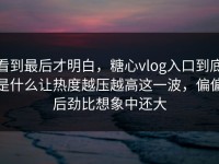看到最后才明白，糖心vlog入口到底是什么让热度越压越高这一波，偏偏后劲比想象中还大