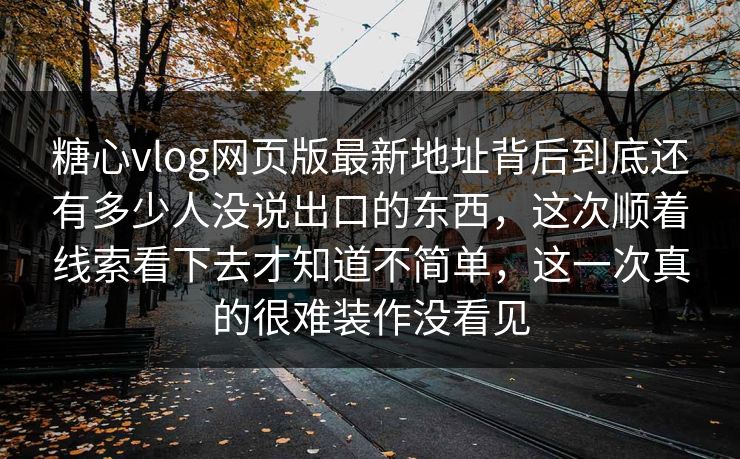 糖心vlog网页版最新地址背后到底还有多少人没说出口的东西，这次顺着线索看下去才知道不简单，这一次真的很难装作没看见