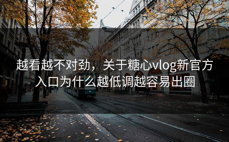 越看越不对劲，关于糖心vlog新官方入口为什么越低调越容易出圈