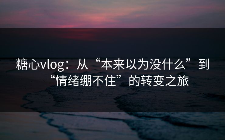 糖心vlog:从“本来以为没什么”到“情绪绷不住”的转变之旅 糖心vlog:从“本来以为没什么”到“情绪绷不住”的转变之旅