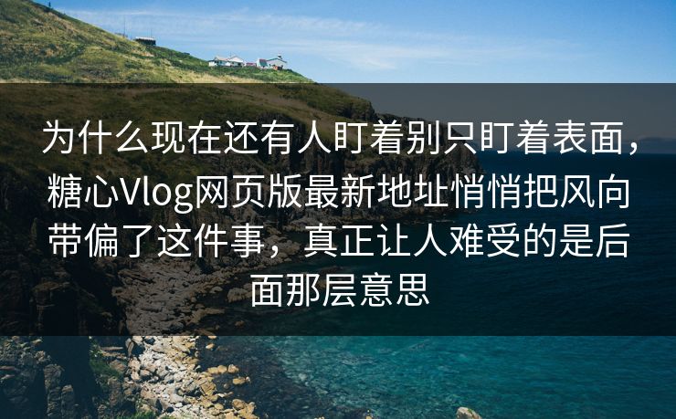 为什么现在还有人盯着别只盯着表面，糖心Vlog网页版最新地址悄悄把风向带偏了这件事，真正让人难受的是后面那层意思