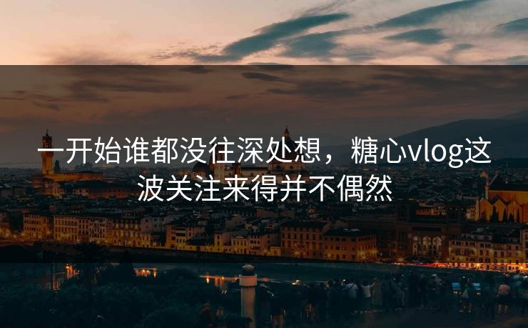 一开始谁都没往深处想，糖心vlog这波关注来得并不偶然