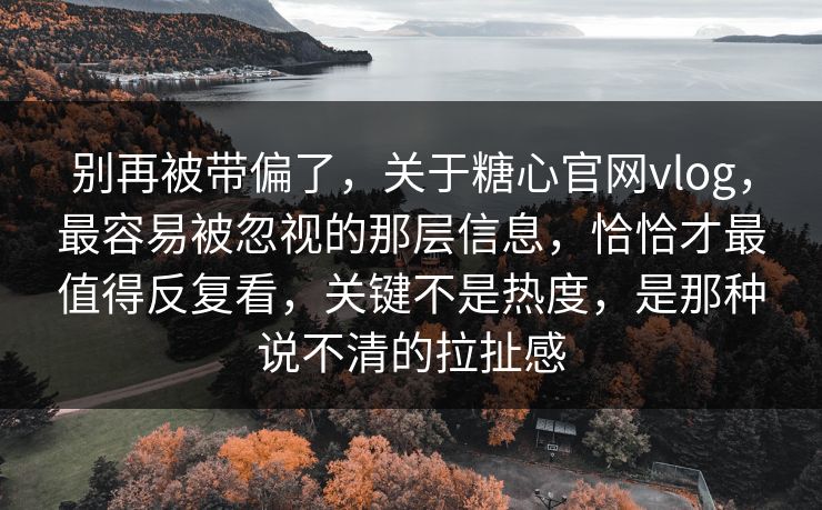 别再被带偏了,关于糖心官网vlog,最容易被忽视的那层信息,恰恰才最值得反复看,关键不是热度,是那种说不清的拉扯感 别再被带偏了,关于糖心官网vlog,最容易被忽视的那层信息,恰恰才最值得反复看,关键不是热度,是那种说不清的拉扯感
