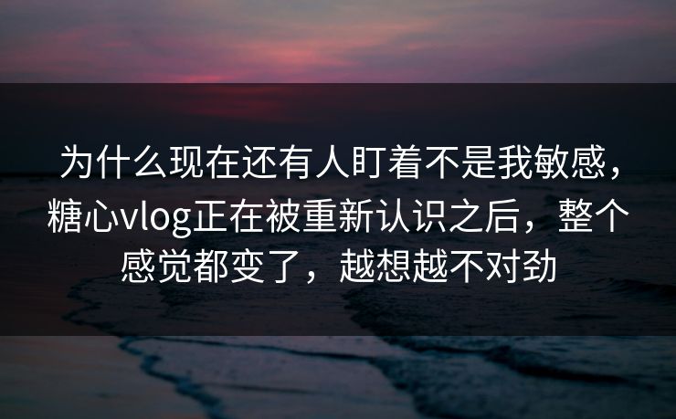 为什么现在还有人盯着不是我敏感，糖心vlog正在被重新认识之后，整个感觉都变了，越想越不对劲
